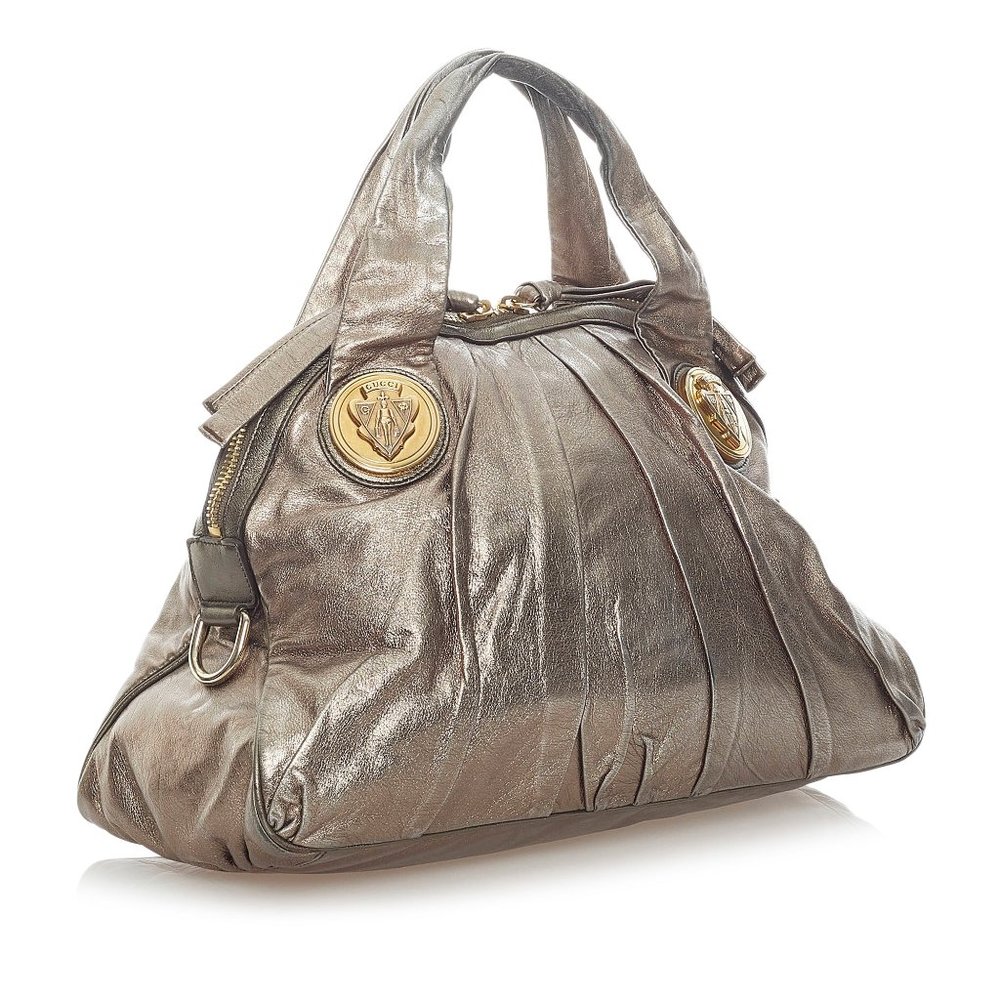 GUCCI $1595 Hysteria Metallic Bronze Leather Gold Hardware Tote Bag - Picture 2 of 10